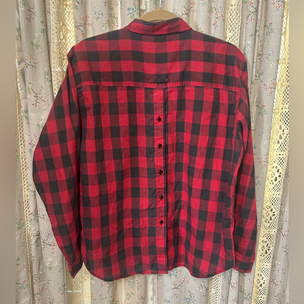 Vintage Amy Barr Red Plaid Long Sleeve Button Up Blouse Size 40 Large - Picture 1 of 4